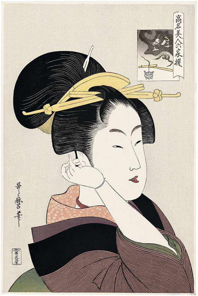 高名美人六家撰 辰巳路孝 喜多川歌麿 Utamaro Kitagawa