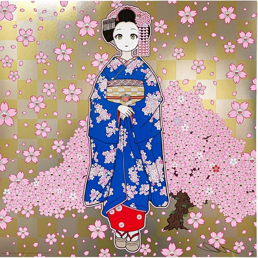 京都の舞妓さん青に桜 村上隆 Takashi Murakami