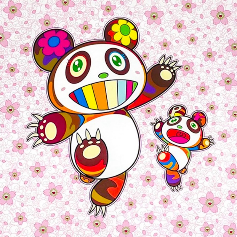 桜吹雪の中のパンダの親子 村上隆 Takashi Murakami