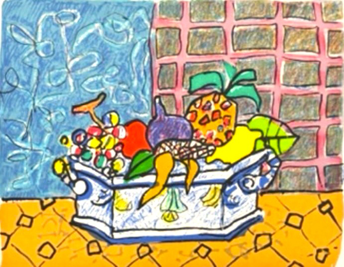 青と白の果物カゴ ポール・アイズピリ Paul Aïzpiri