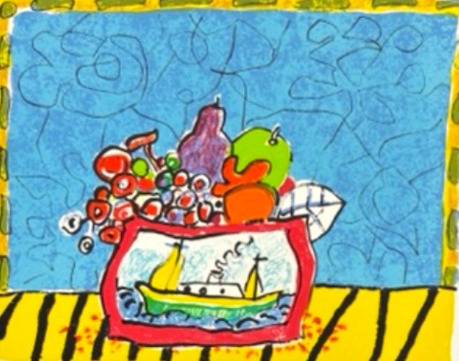 船の絵のある果物カゴ ポール・アイズピリ Paul Aïzpiri