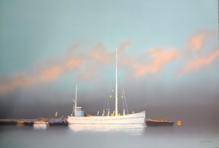 『夕焼の中の帆船（青い海の予感）』ピェール・ドートルロー