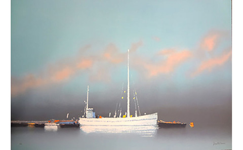 『夕焼の中の帆船（青い海の予感）』ピェール・ドートルロー／Pierre Doutreleau