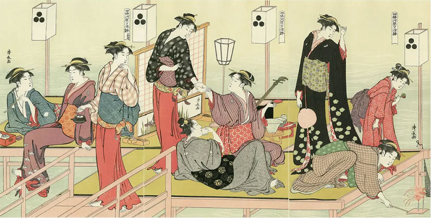 『四条河原夕涼躰』鳥居清長/Kiyonaga Torii